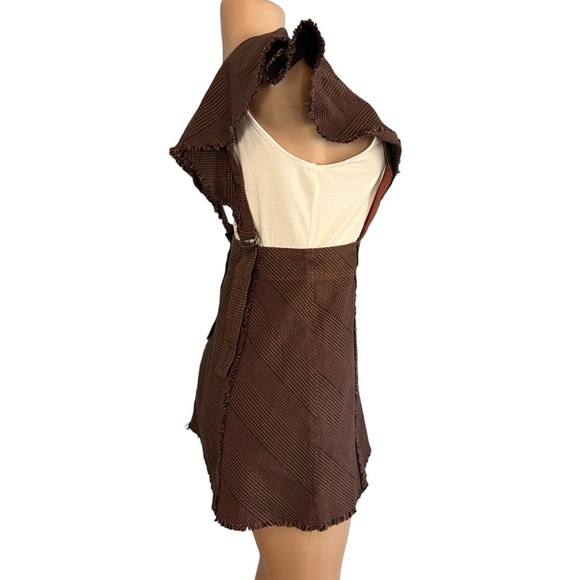 Free People Rowan Plaid Pinafore Skirt Brown - Picture 5 of 9